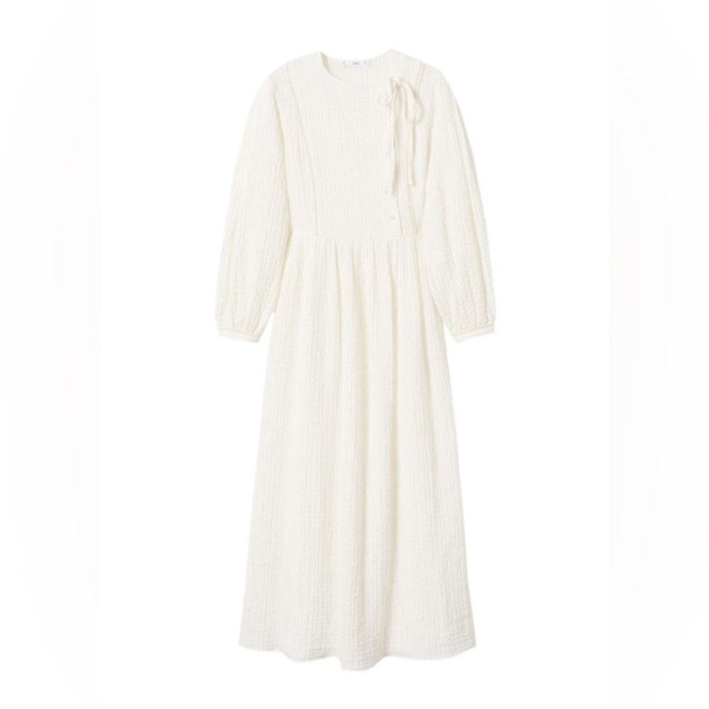 Mango Textured Crinkled Dress Cotton New - Picture 4 of 7